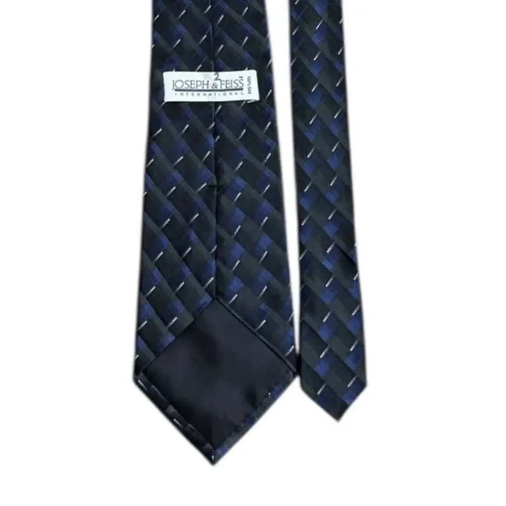 Joseph & Feiss Silk Tie Geometric Check Pattern Classic Width Mens Necktie 61”